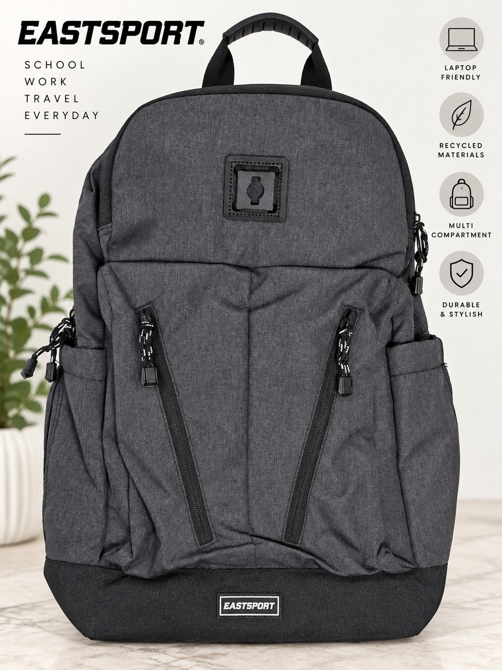 Eastsport Charcoal Gray Multi Compartment Backpack